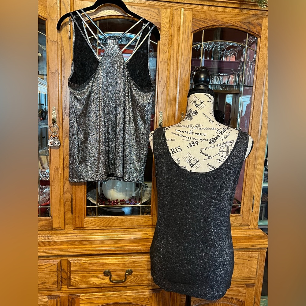 Metallic Sparkly Sleeveless Tops Lot 2 🪩 - Picture 2 of 12